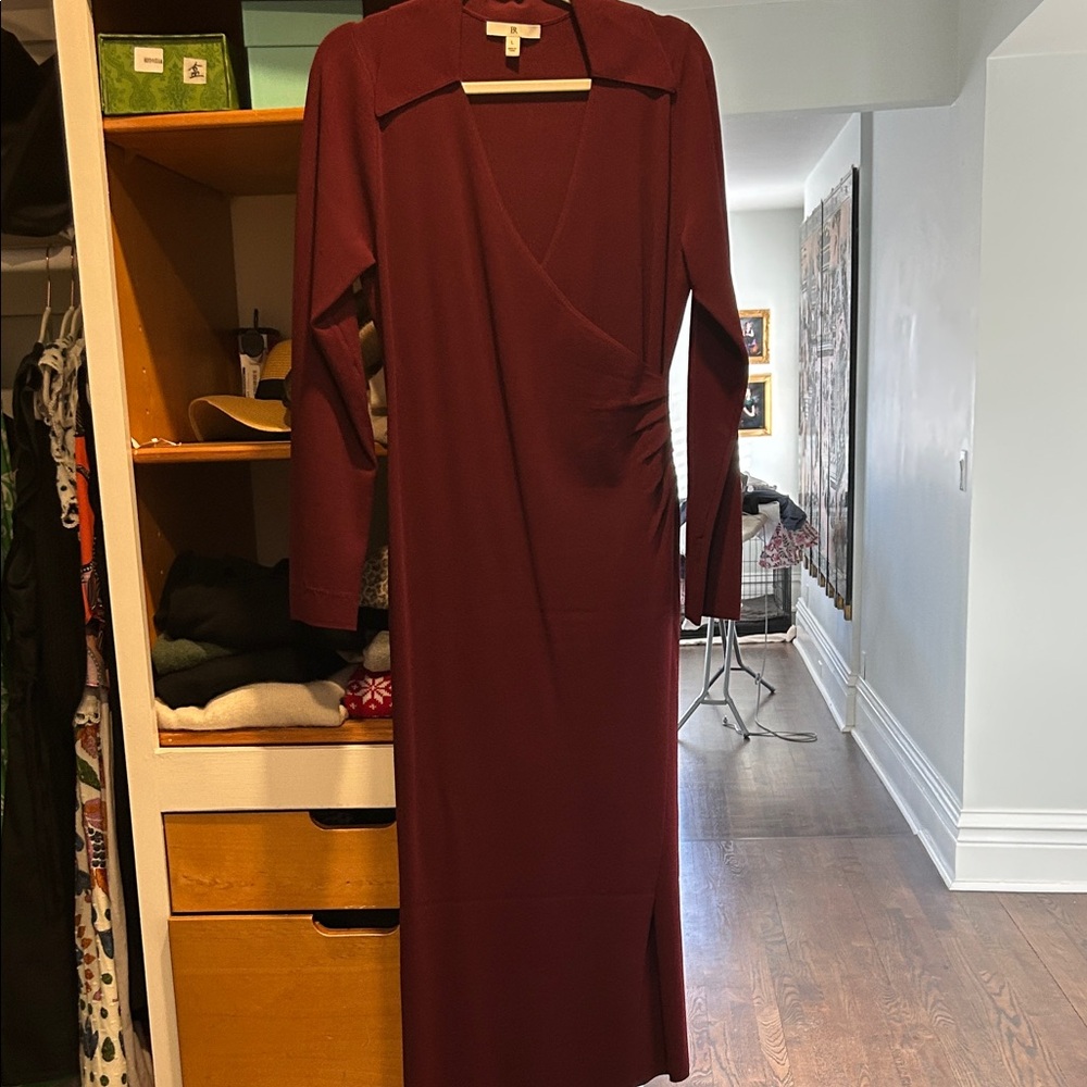 Banana Republic Burgundy Long Sleeve Sweater Dress